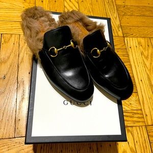 Black Gucci Princeton mules with fur size 6 / 36